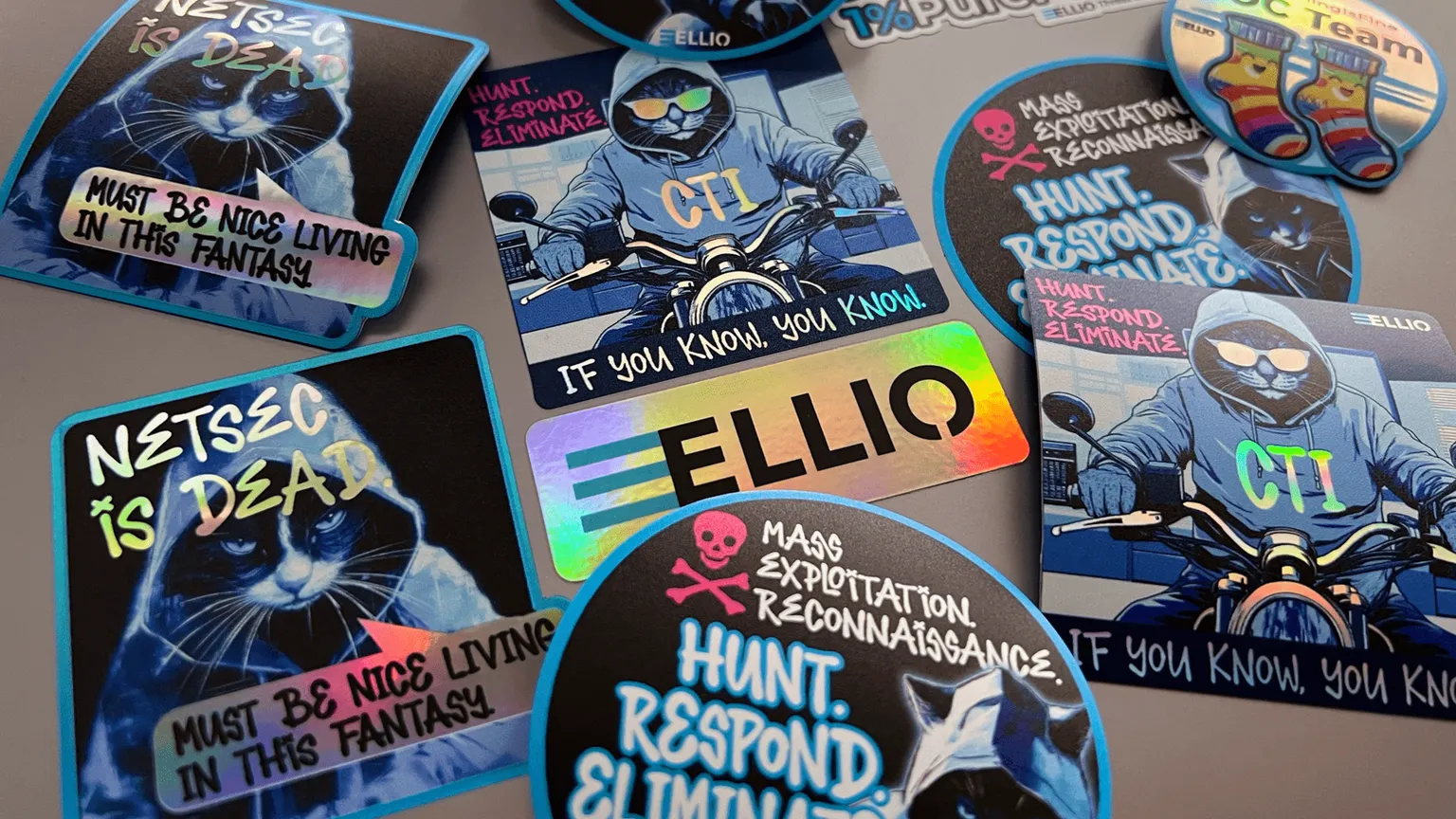 ELLIO stickers at BSides Prague.